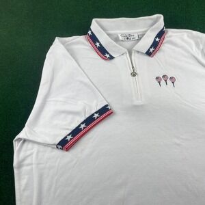 Coral Bay Golf Plus White Polo Shirt Womens 2X Patriotic Stars Stripes